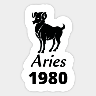 Black Aries Zodiac 1980 Sticker